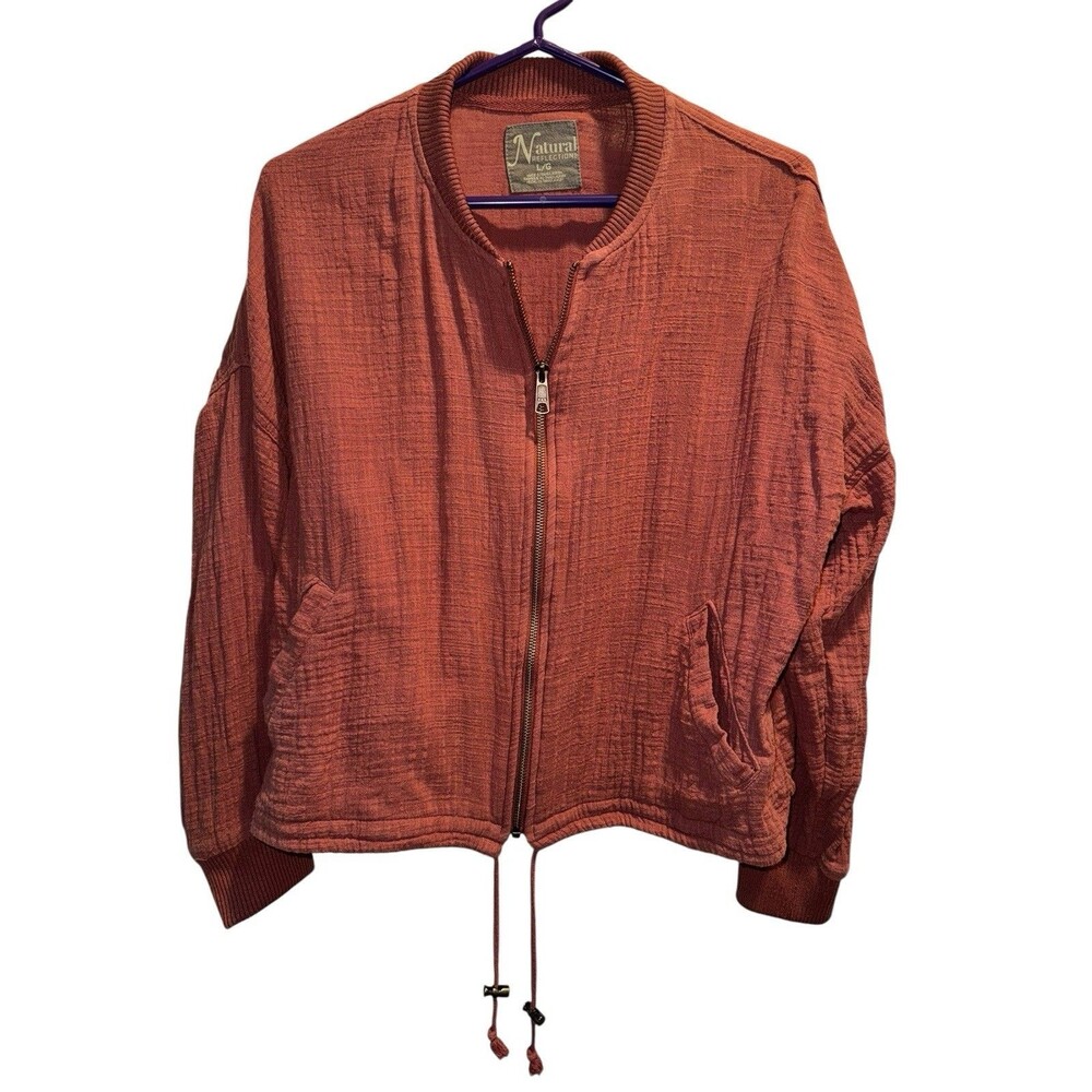 Natural Reflections Lightweight Linen Jacket Size Large Full Zip Mauve